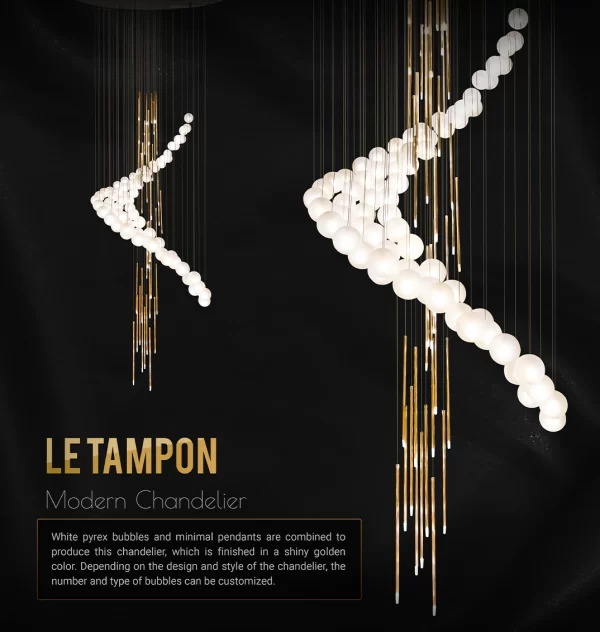 لوستر بلند طلایی Le Tampon مدل MD171